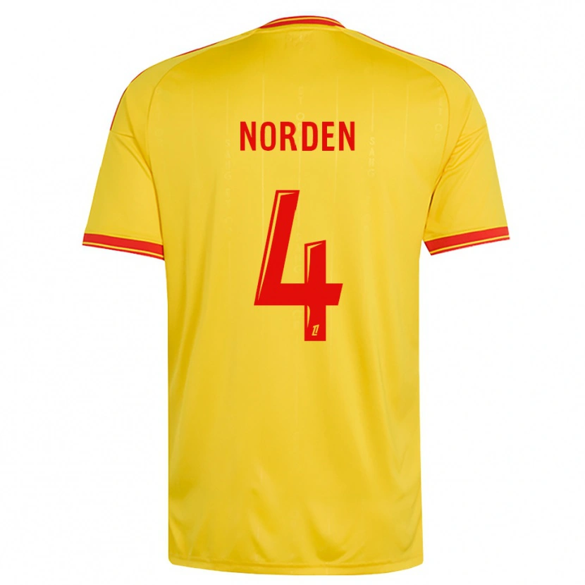 Danxen Criança Camisola Doreen Norden #4 Dourado Laranja Vermelho Principal 2026/27 Camisa