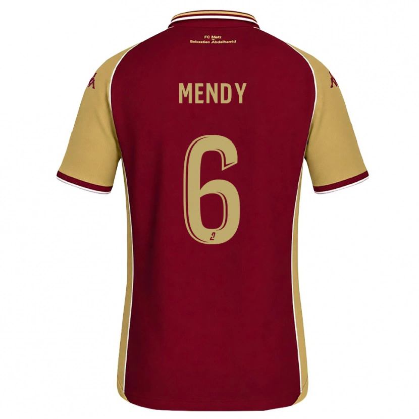 Danxen Criança Camisola Nampalys Mendy #6 Dourado Vermelho Escuro Principal 2026/27 Camisa
