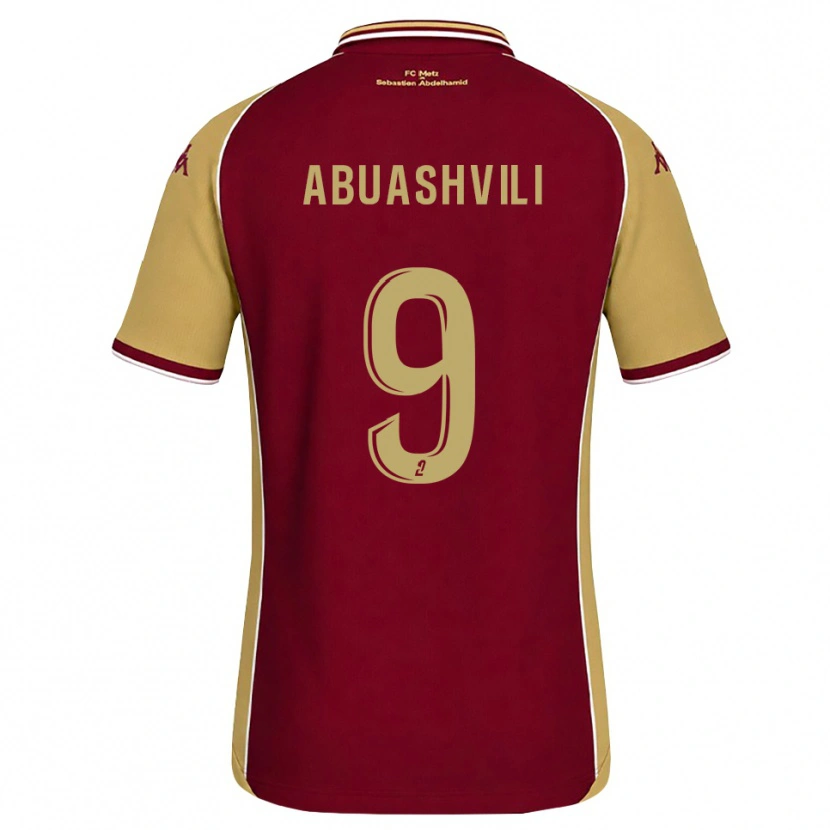 Danxen Criança Camisola Giorgi Abuashvili #9 Dourado Vermelho Escuro Principal 2026/27 Camisa
