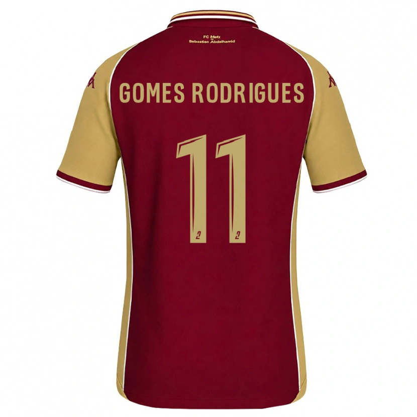 Danxen Criança Camisola Jess Gomes Rodrigues #11 Dourado Vermelho Escuro Principal 2026/27 Camisa