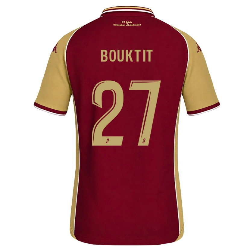Danxen Criança Camisola Assia Bouktit #27 Dourado Vermelho Escuro Principal 2026/27 Camisa