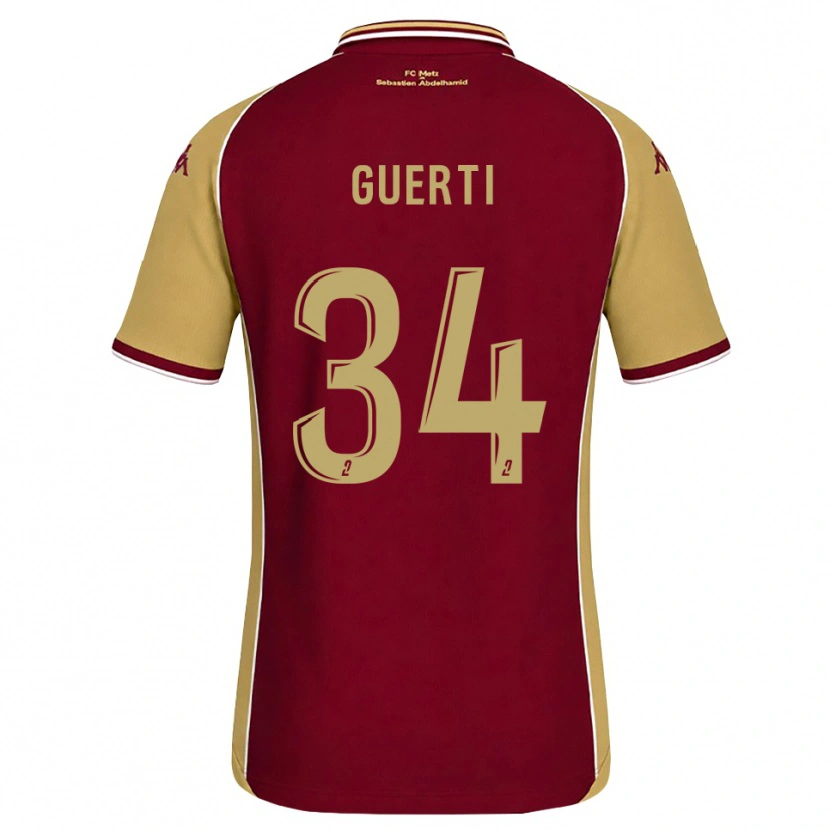 Danxen Criança Camisola Ismaël Guerti #34 Dourado Vermelho Escuro Principal 2026/27 Camisa