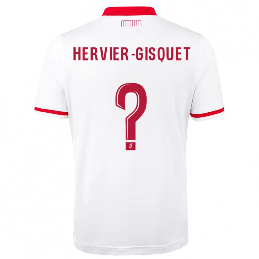 Danxen Criança Camisola Théo Hervier-Gisquet #0 Vermelho Branco Principal 2026/27 Camisa