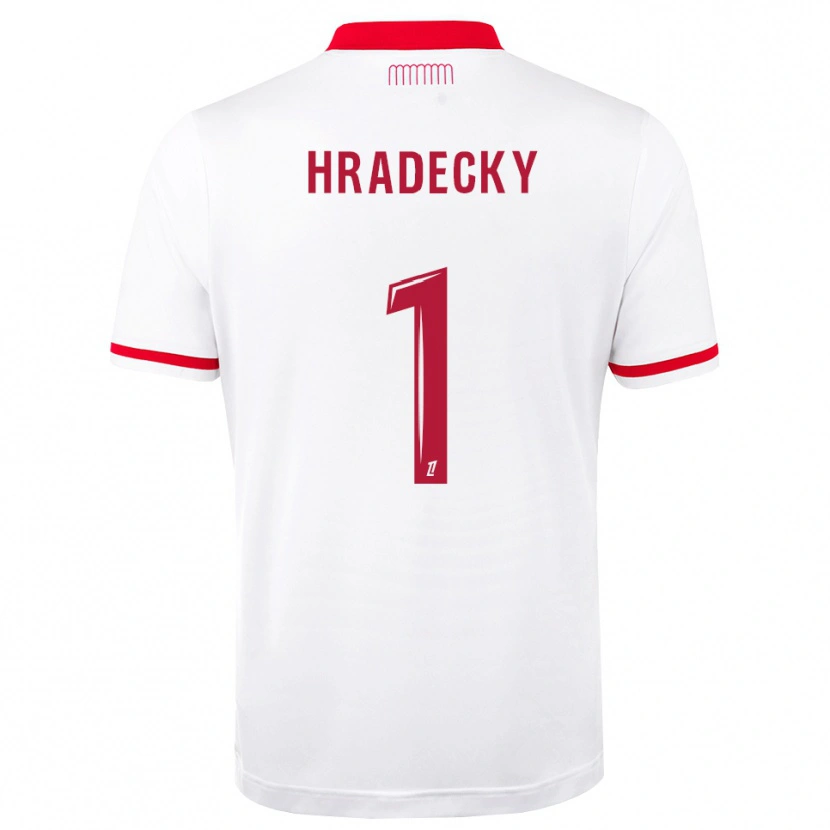 Danxen Criança Camisola Lukas Hradecky #1 Vermelho Branco Principal 2026/27 Camisa