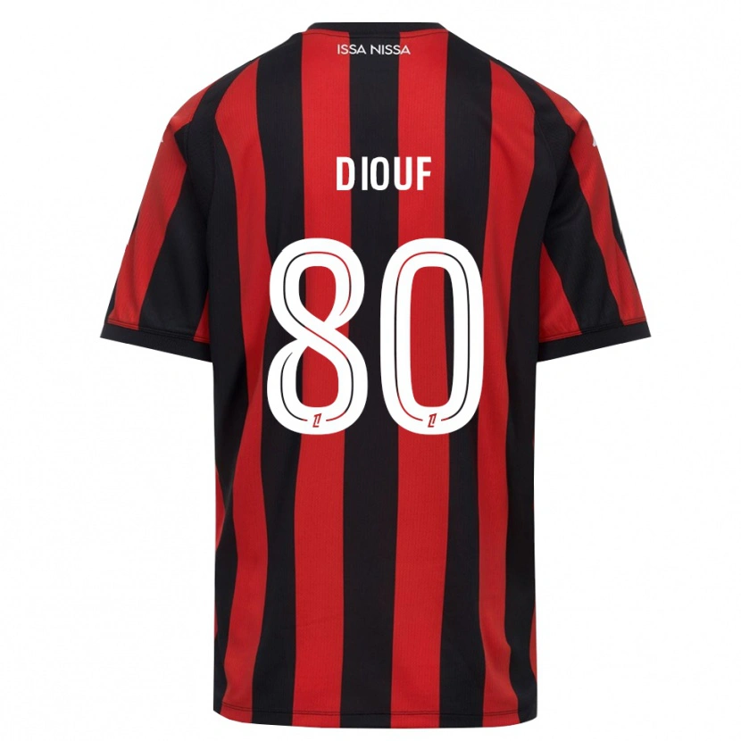 Danxen Criança Camisola Yehvann Diouf #80 Vermelho Preto Branco Principal 2026/27 Camisa