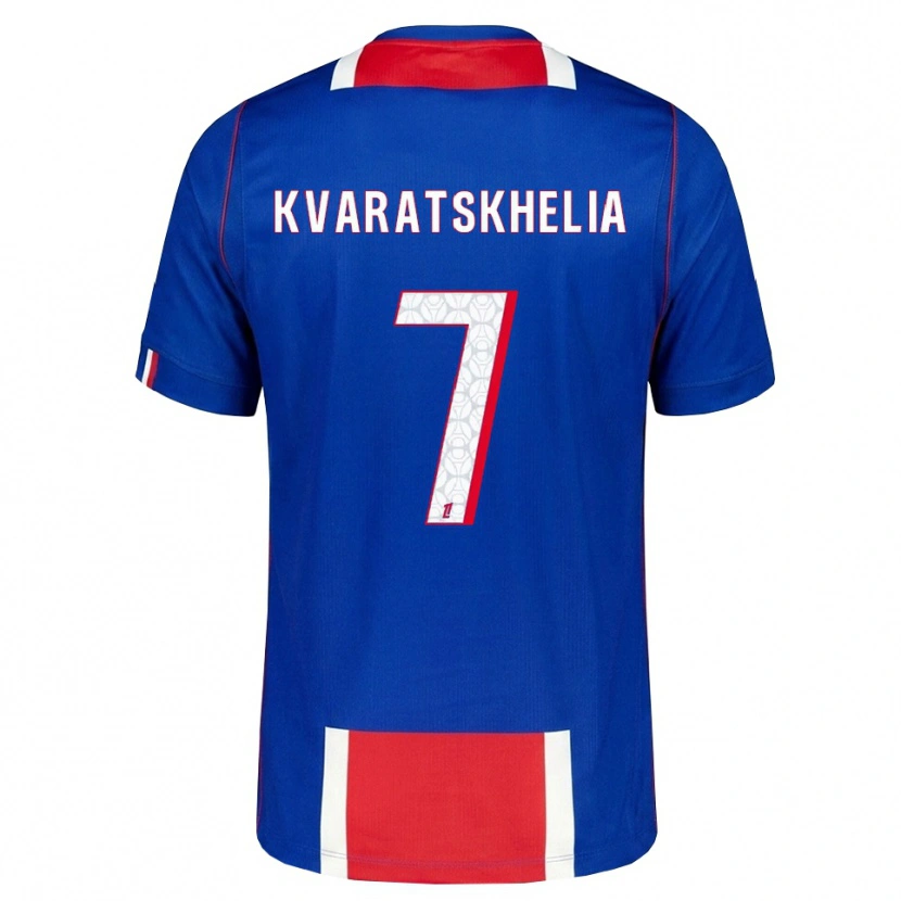 Danxen Criança Camisola Khvicha Kvaratskhelia #7 Vermelho Branco Azul Principal 2026/27 Camisa