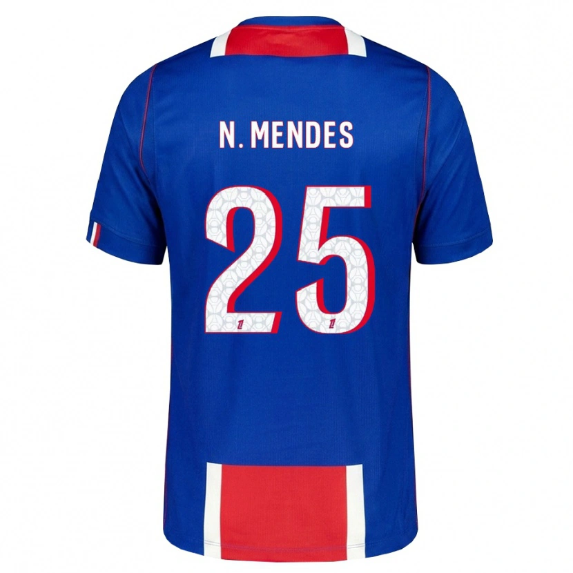 Danxen Criança Camisola Nuno Mendes #25 Vermelho Branco Azul Principal 2026/27 Camisa
