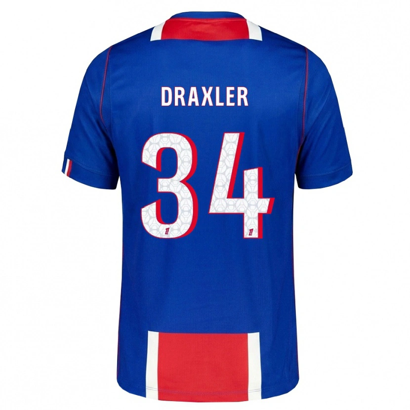Danxen Criança Camisola Julian Draxler #34 Vermelho Branco Azul Principal 2026/27 Camisa
