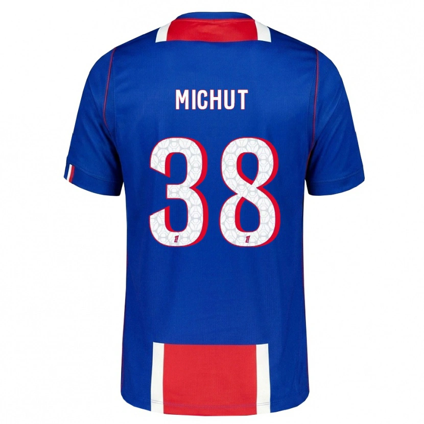 Danxen Criança Camisola Edouard Michut #38 Vermelho Branco Azul Principal 2026/27 Camisa