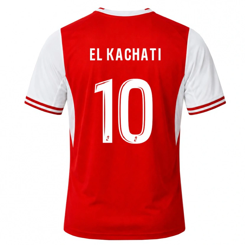 Danxen Criança Camisola Youssef El Kachati #10 Vermelho Branco Principal 2026/27 Camisa