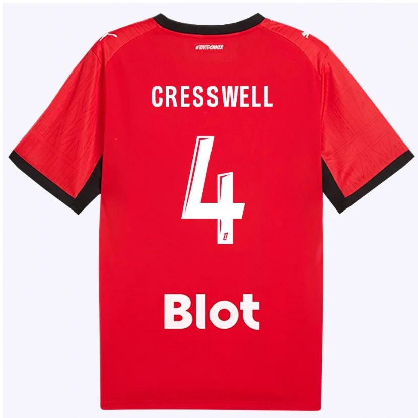 Danxen Criança Camisola Charlie Cresswell #4 Vermelho Preto Branco Principal 2026/27 Camisa