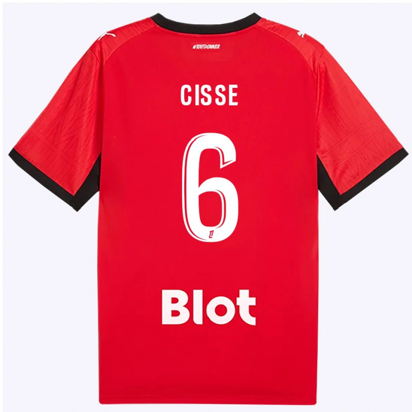 Danxen Criança Camisola Djaoui Cissé #6 Vermelho Preto Branco Principal 2026/27 Camisa