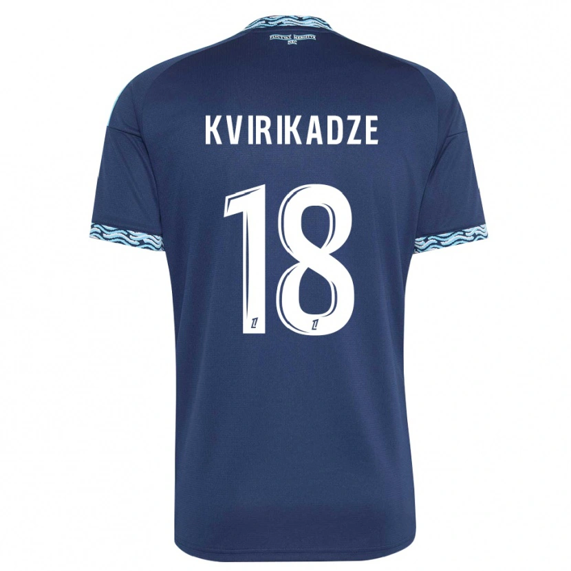 Danxen Criança Camisola Andria Kvirikadze #18 Azul Aço Branco Principal 2026/27 Camisa