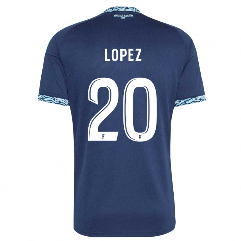 Danxen Criança Camisola Julien Lopez #20 Azul Aço Branco Principal 2026/27 Camisa