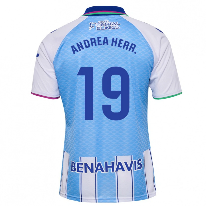 Danxen Criança Camisola Andrea Herrero Valiente #19 Azul Céu Profundo Branco Principal 2026/27 Camisa