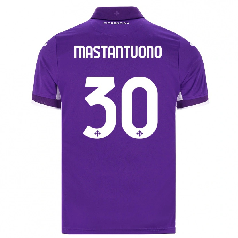 Danxen Criança Camisola Franco Mastantuono #30 Roxo Branco Rosa Principal 2026/27 Camisa