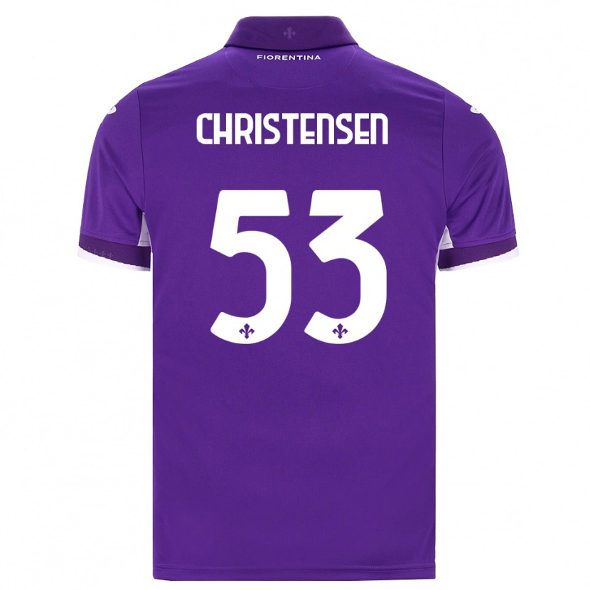 Danxen Criança Camisola Oliver Christensen #53 Roxo Branco Rosa Principal 2026/27 Camisa