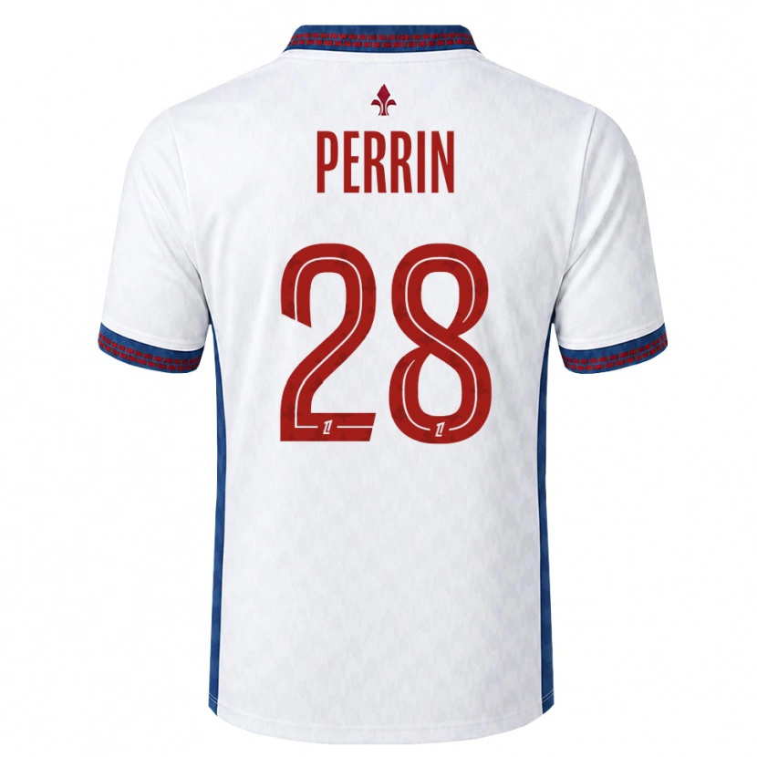 Danxen Criança Camisola Gaëtan Perrin #28 Vermelho Branco Azul Alternativa 2026/27 Camisa