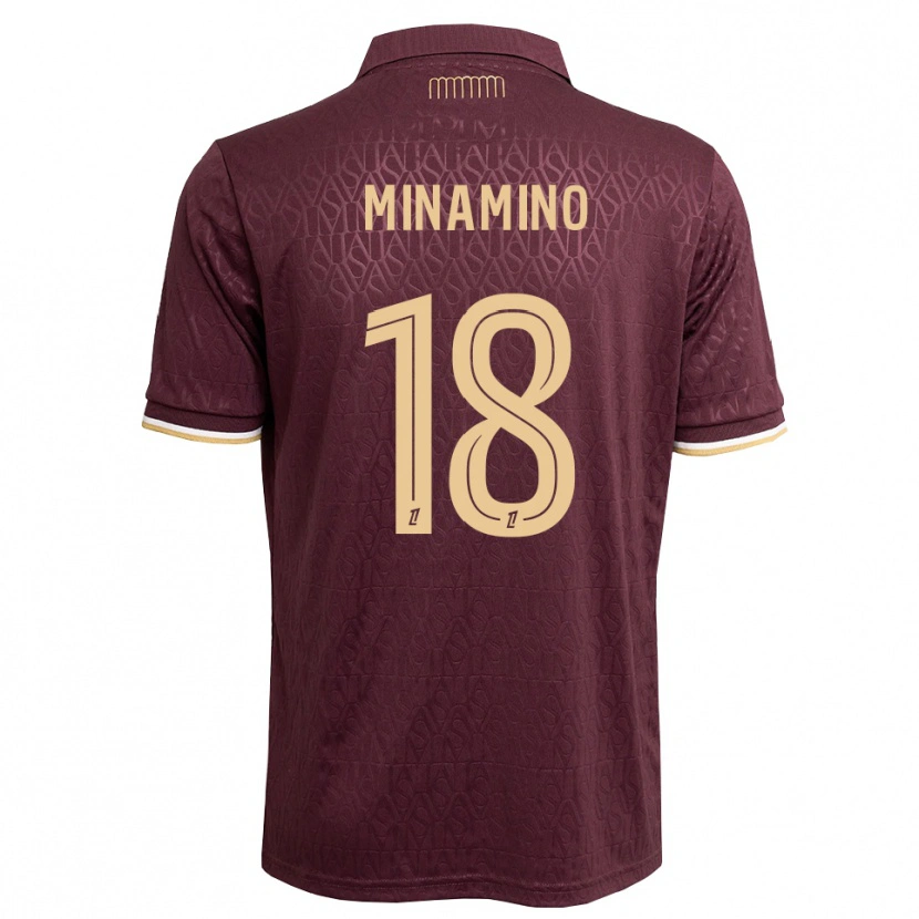 Danxen Criança Camisola Takumi Minamino #18 Marrom Areia De Castanha Alternativa 2026/27 Camisa