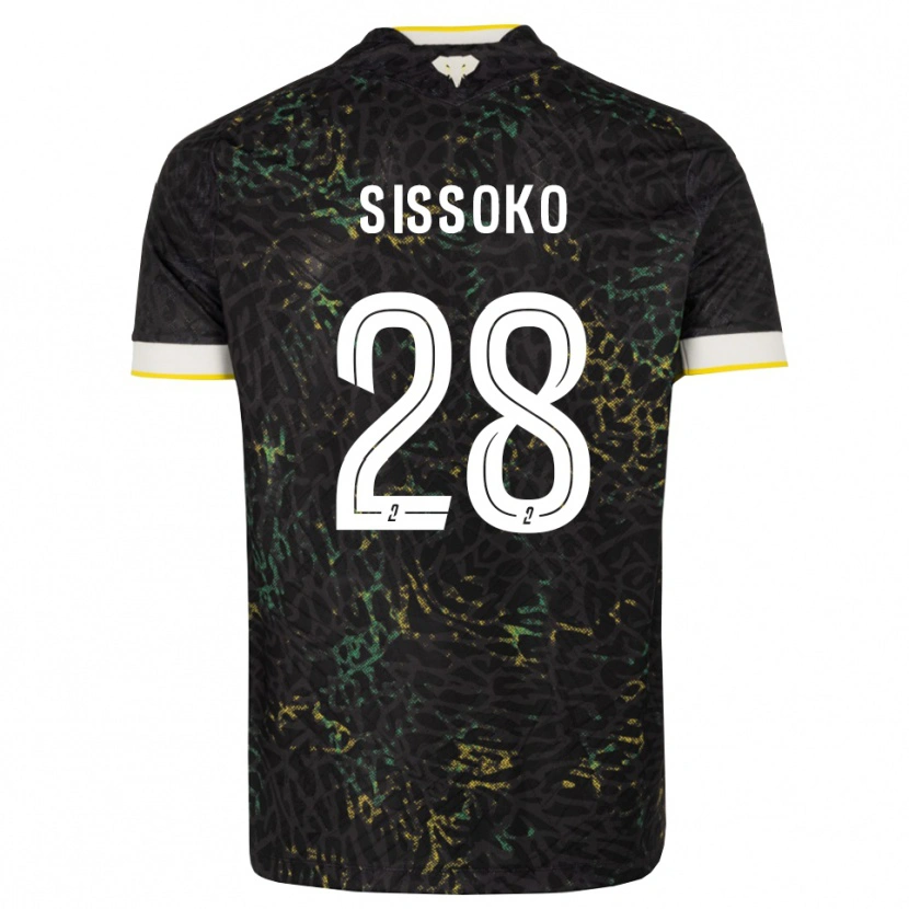 Danxen Criança Camisola Ibrahima Sissoko #28 Preto Branco Amarelo Alternativa 2026/27 Camisa