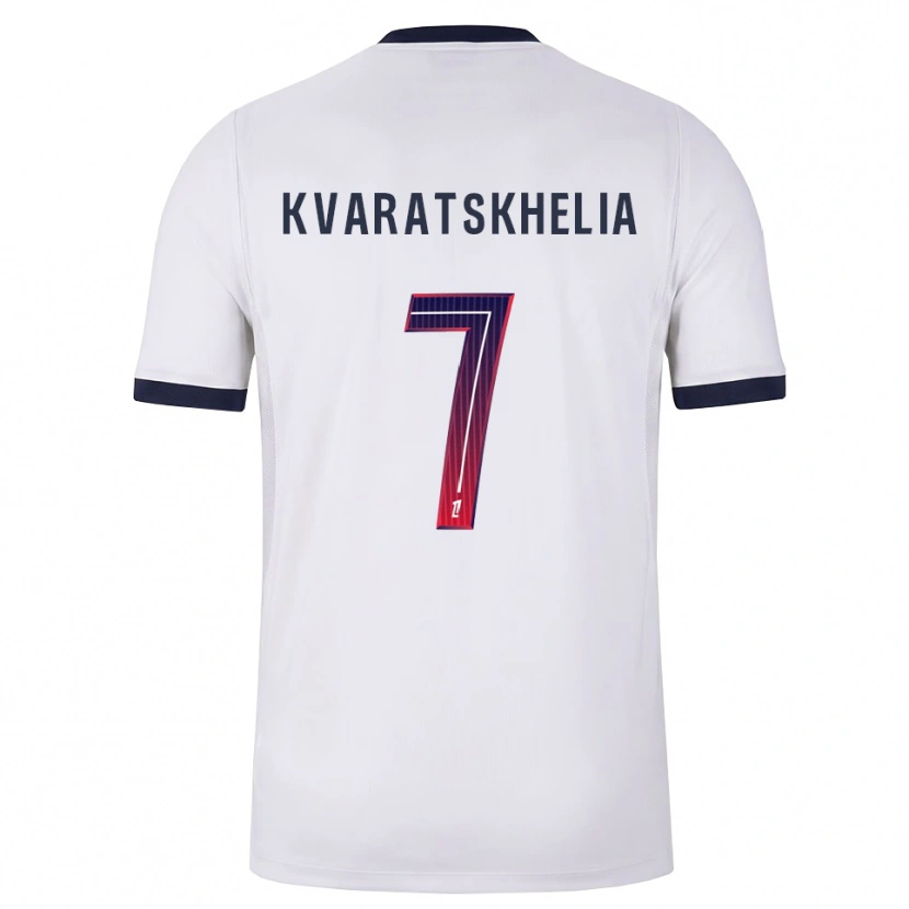 Danxen Criança Camisola Khvicha Kvaratskhelia #7 Branco Preto Vermelho Alternativa 2026/27 Camisa