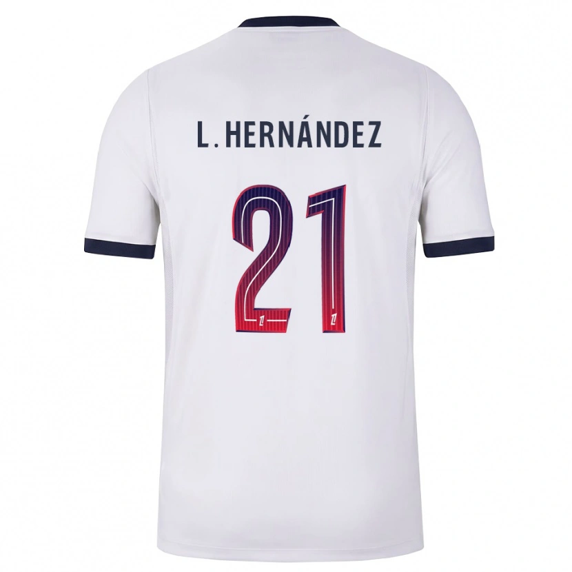 Danxen Criança Camisola Lucas Hernández #21 Branco Preto Vermelho Alternativa 2026/27 Camisa