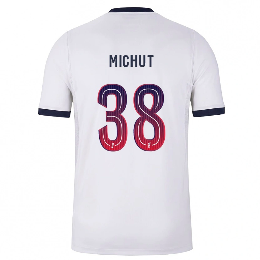 Danxen Criança Camisola Edouard Michut #38 Branco Preto Vermelho Alternativa 2026/27 Camisa