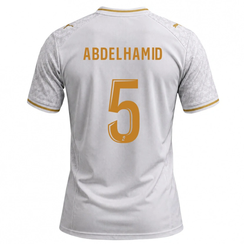 Danxen Criança Camisola Yunis Abdelhamid #5 Cinza Dourado Branco Alternativa 2026/27 Camisa