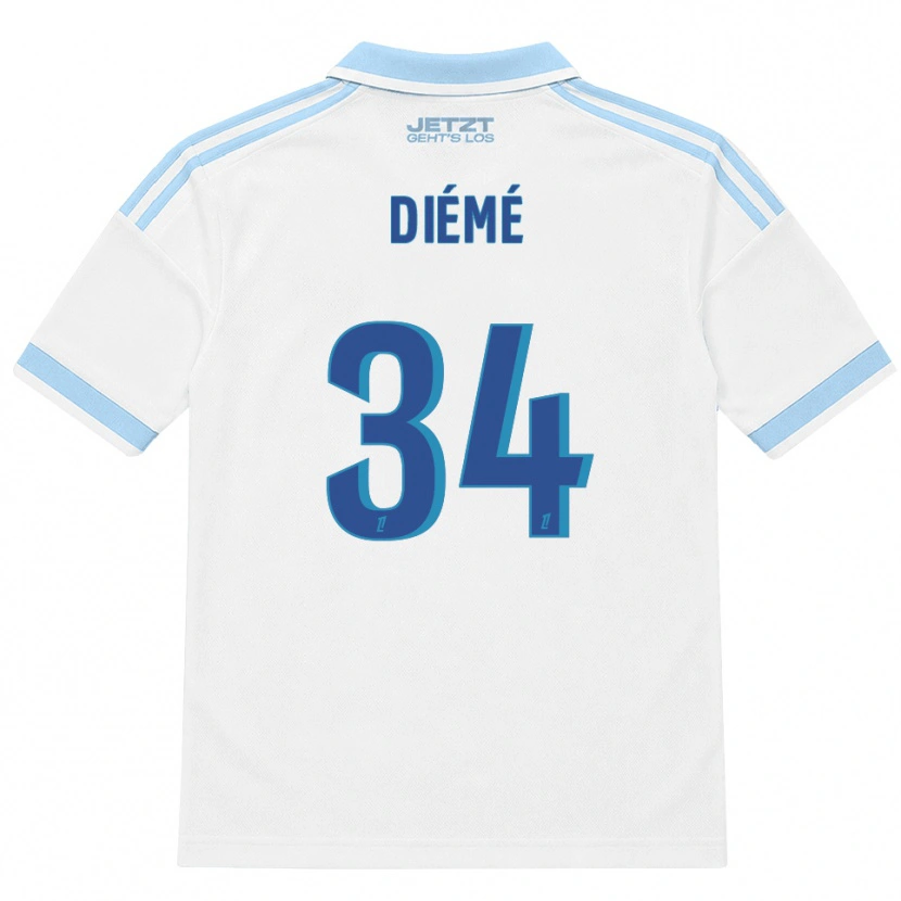 Danxen Criança Camisola Yaya Diémé #34 Azul Céu Claro Branco Vermelho Alternativa 2026/27 Camisa