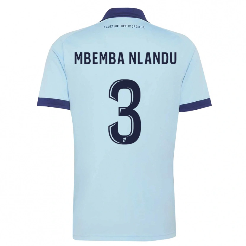 Danxen Criança Camisola Emmanuel Mbemba #3 Azul Centáurea Preto Alternativa 2026/27 Camisa