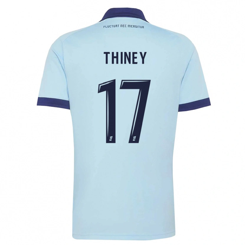 Danxen Criança Camisola Gaëtane Thiney #17 Azul Centáurea Preto Alternativa 2026/27 Camisa