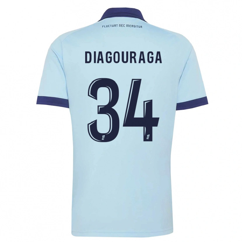 Danxen Criança Camisola Djibril Diagouraga #34 Azul Centáurea Preto Alternativa 2026/27 Camisa