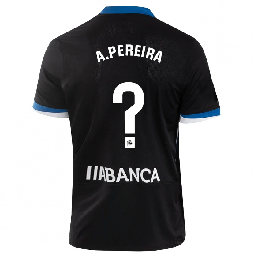 Danxen Criança Camisola Alejandro Pereira #0 Preto Branco Azul Alternativa 2026/27 Camisa