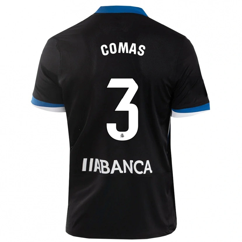 Danxen Criança Camisola Arnau Comas #3 Preto Branco Azul Alternativa 2026/27 Camisa