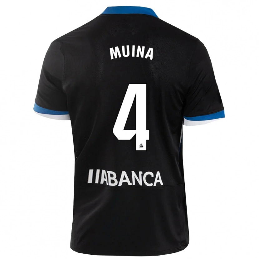 Danxen Criança Camisola Henar Muiña #4 Preto Branco Azul Alternativa 2026/27 Camisa
