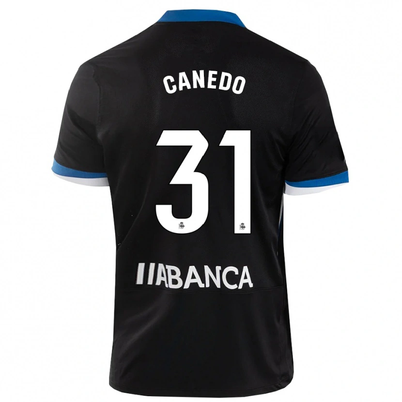 Danxen Criança Camisola Damián Canedo #31 Preto Branco Azul Alternativa 2026/27 Camisa