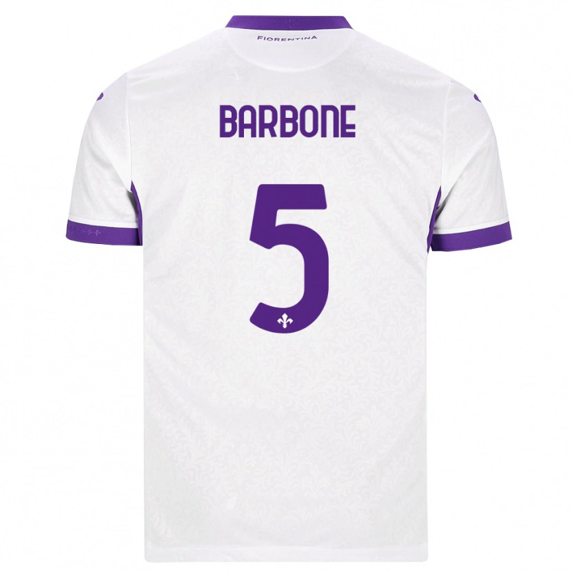 Danxen Criança Camisola Mattia Barbone #5 Branco Roxo Alternativa 2026/27 Camisa