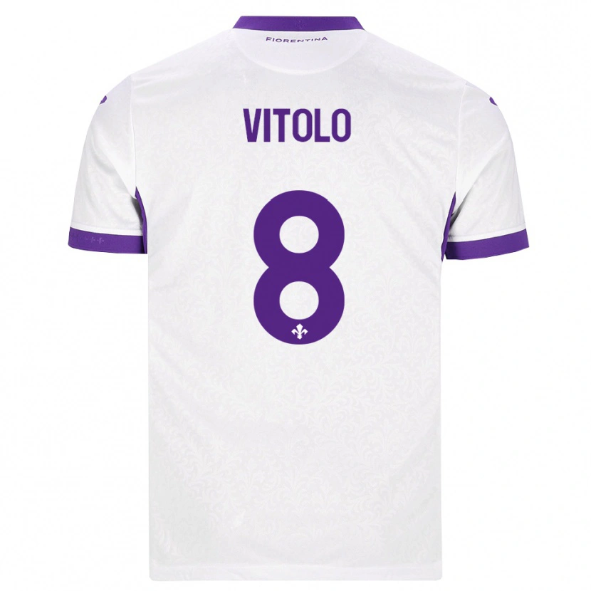 Danxen Criança Camisola Federico Vitolo #8 Branco Roxo Alternativa 2026/27 Camisa