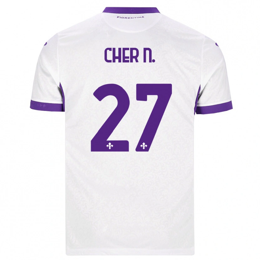 Danxen Criança Camisola Cher Ndour #27 Branco Roxo Alternativa 2026/27 Camisa