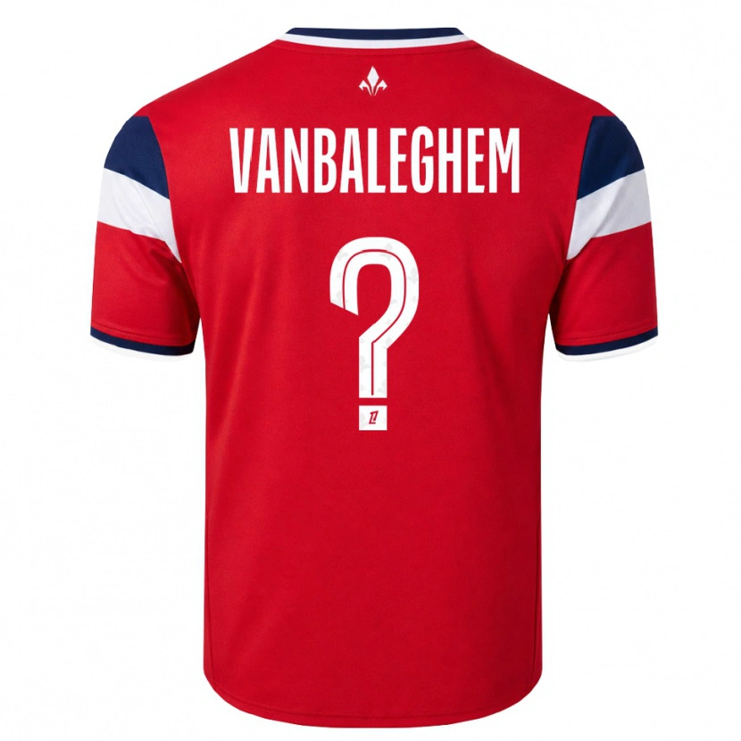 Danxen Homem Camisola Valentin Vanbaleghem #0 Vermelho Branco Azul Real Principal 2026/27 Camisa