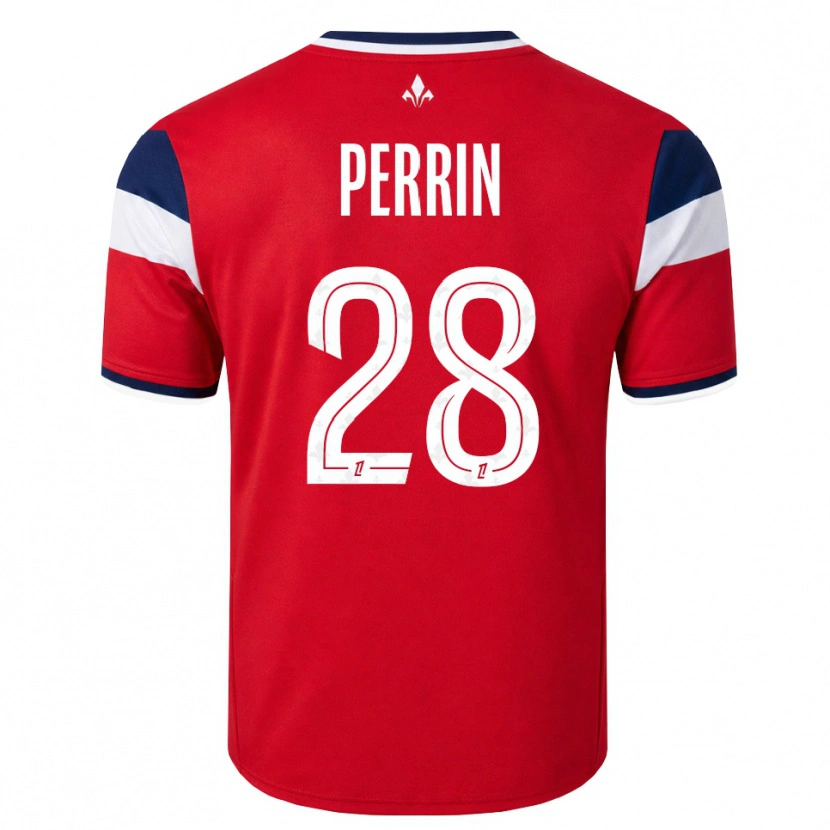 Danxen Homem Camisola Gaëtan Perrin #28 Vermelho Branco Azul Real Principal 2026/27 Camisa