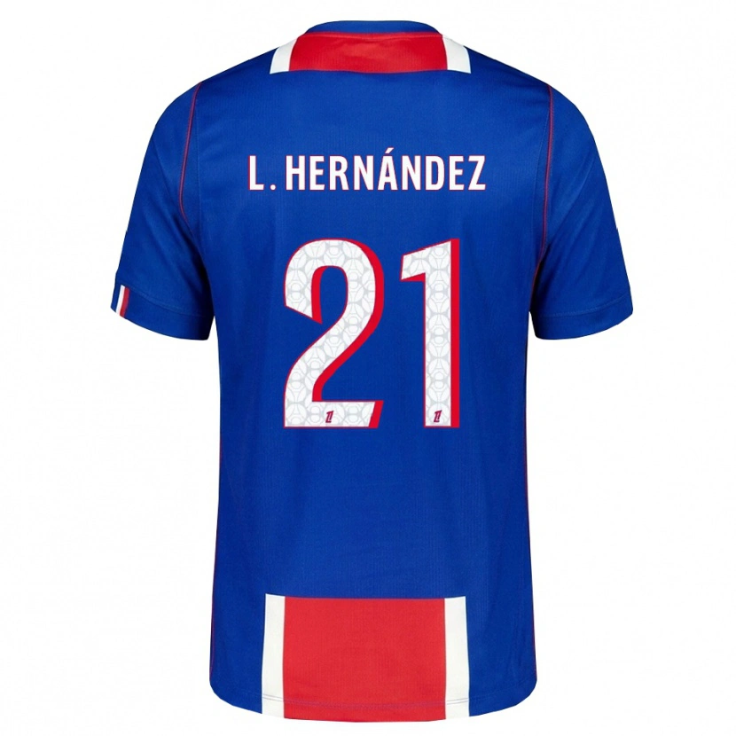 Danxen Homem Camisola Lucas Hernández #21 Vermelho Branco Azul Principal 2026/27 Camisa