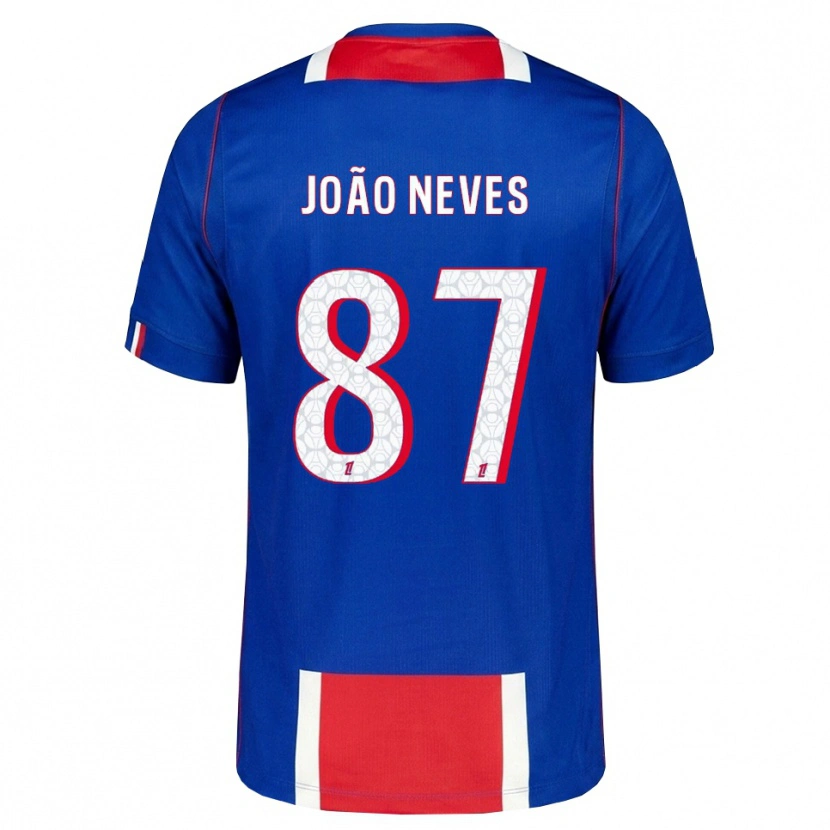 Danxen Homem Camisola João Neves #87 Vermelho Branco Azul Principal 2026/27 Camisa