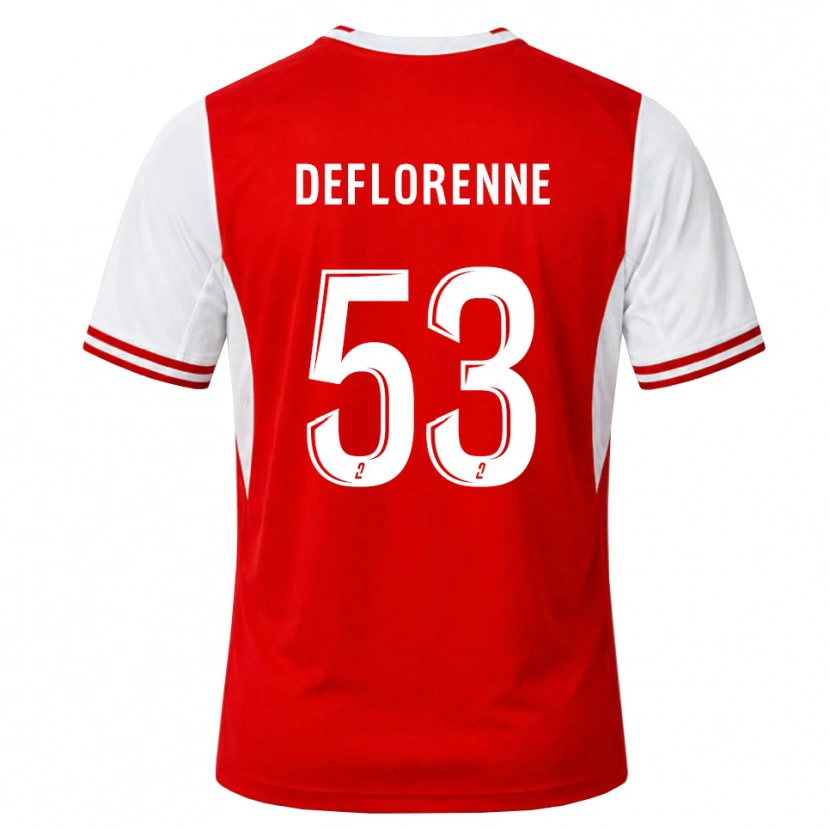 Danxen Homem Camisola Théo Deflorenne #53 Vermelho Branco Principal 2026/27 Camisa