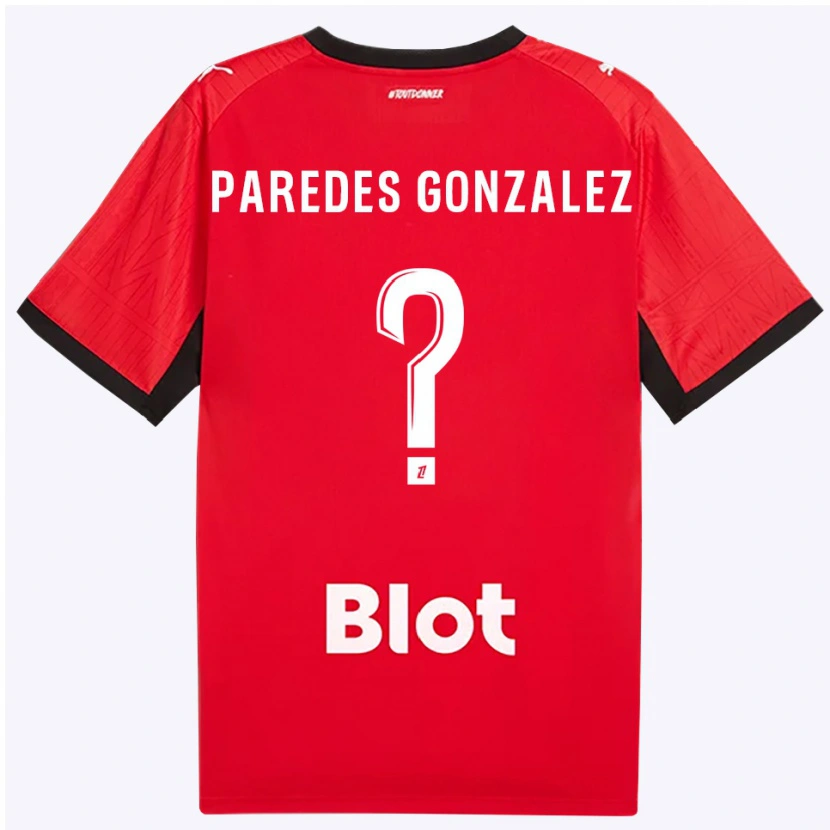 Danxen Homem Camisola Maxime Paredes Gonzalez #0 Vermelho Preto Branco Principal 2026/27 Camisa