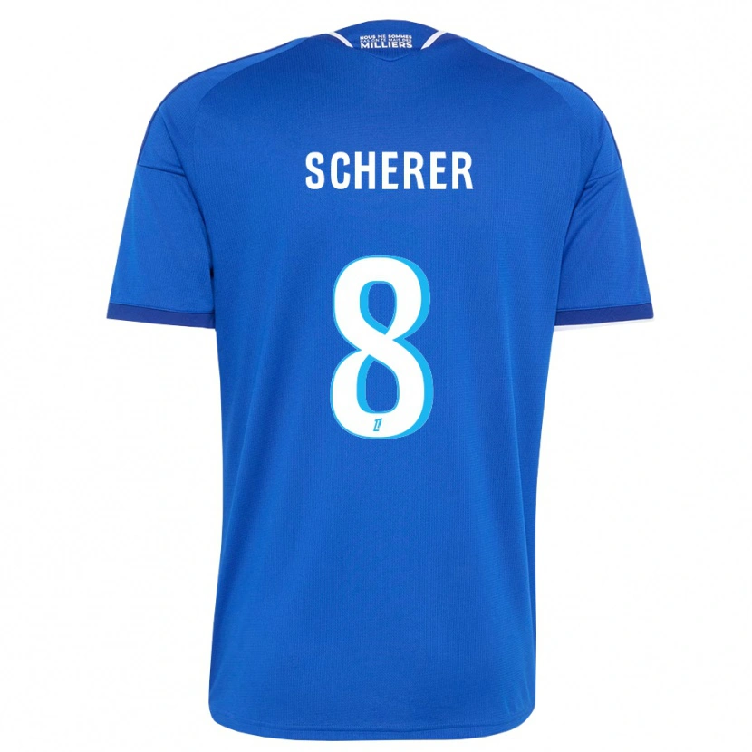 Danxen Homem Camisola Louis Scherer #8 Azul Real Branco Principal 2026/27 Camisa