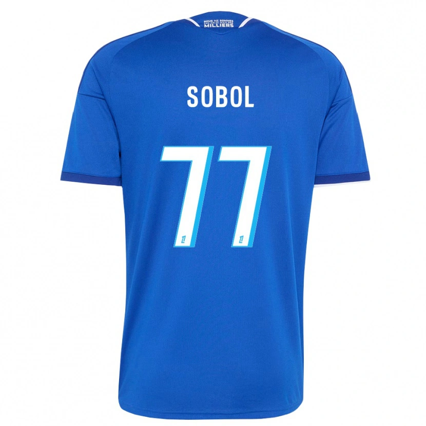 Danxen Homem Camisola Eduard Sobol #77 Azul Real Branco Principal 2026/27 Camisa