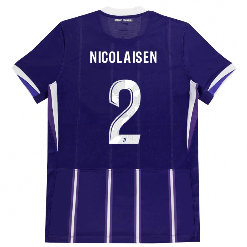 Danxen Homem Camisola Rasmus Nicolaisen #2 Roxo Branco Principal 2026/27 Camisa