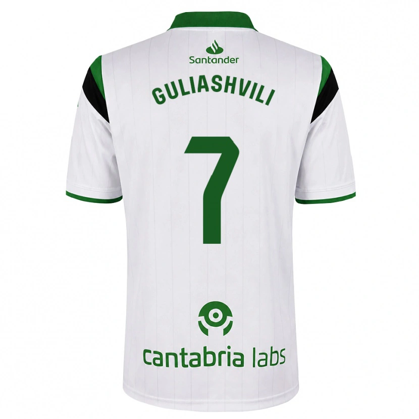 Danxen Homem Camisola Giorgi Guliashvili #7 Branco Verde Preto Principal 2026/27 Camisa