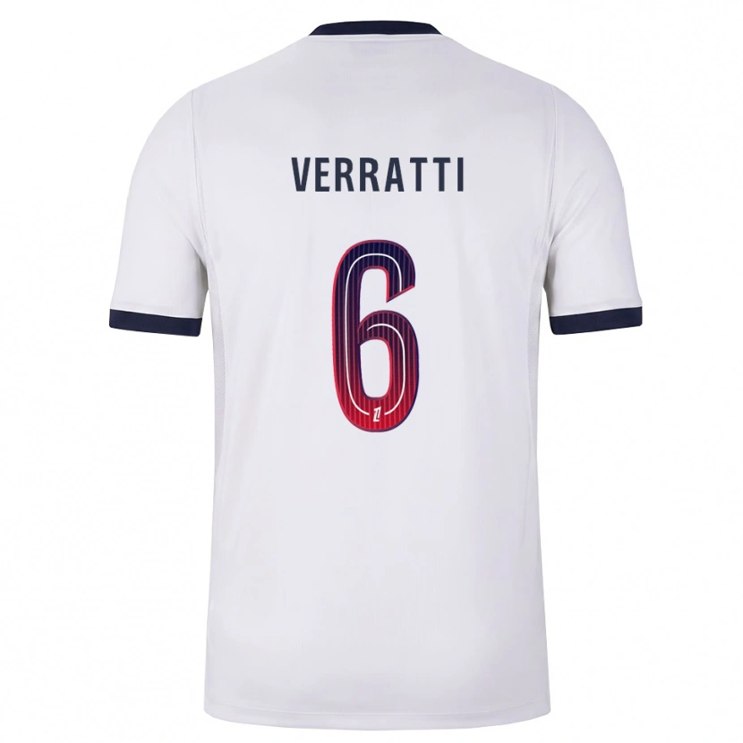 Danxen Homem Camisola Marco Verratti #6 Branco Preto Vermelho Alternativa 2026/27 Camisa